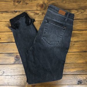 Judy Blue Womens Black Skinny Fit Mid Rise Custom Leg Cutoff Raw Hem size 9/29